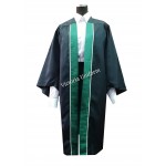 XG15 黑身綠色襟白扭繩袍畢業袍